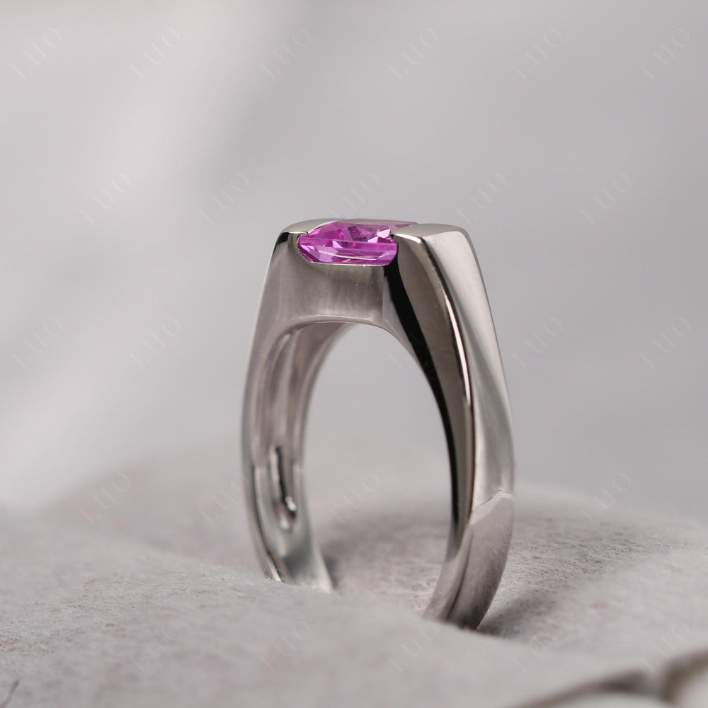 Mens Pink Sapphire Ring Sterling Silver - LUO Jewelry
