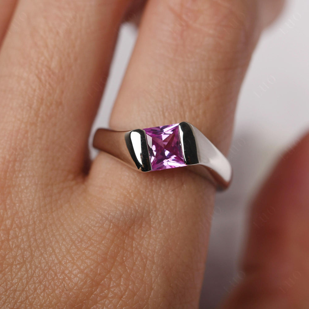 Mens Pink Sapphire Ring Sterling Silver - LUO Jewelry