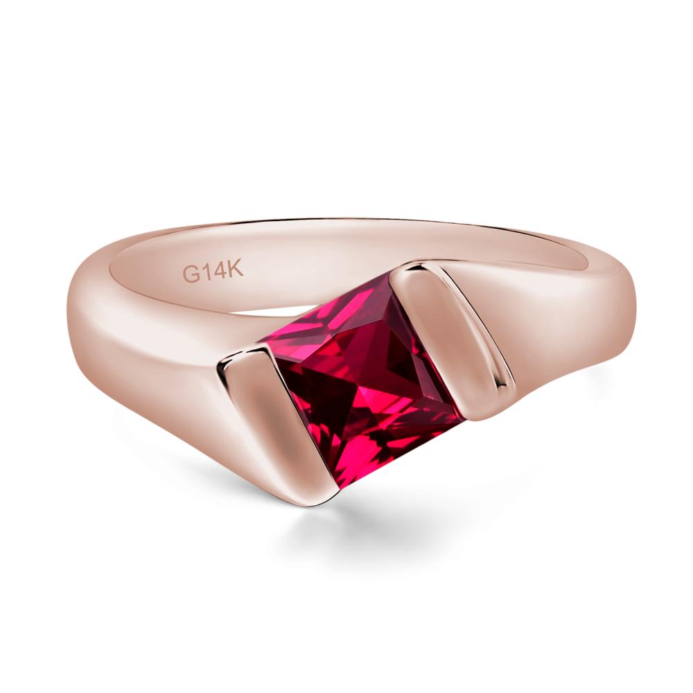 Simple Lab Grown Ruby Bypass Ring - LUO Jewelry #metal_14k rose gold