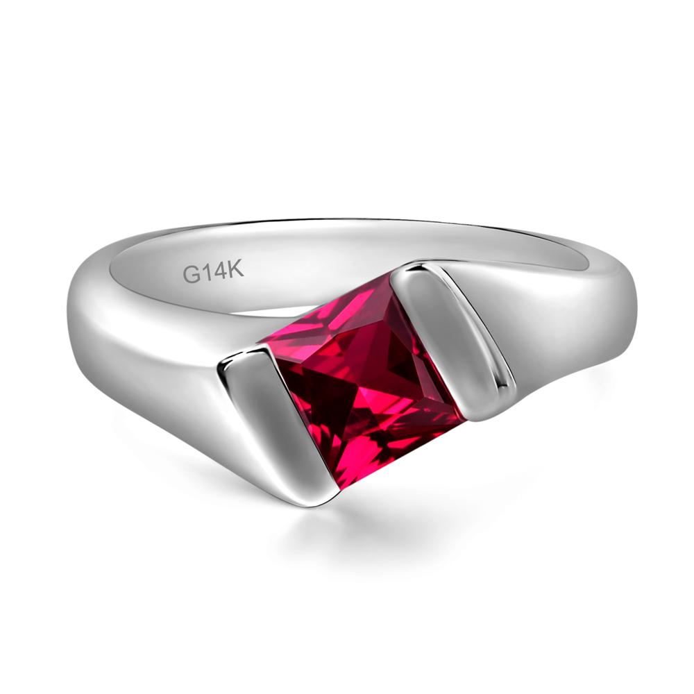 Simple Lab Grown Ruby Bypass Ring - LUO Jewelry #metal_14k white gold