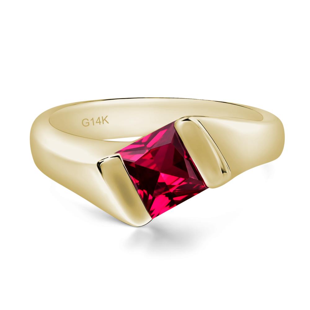 Simple Lab Grown Ruby Bypass Ring - LUO Jewelry #metal_14k yellow gold