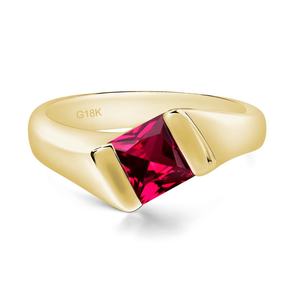 Simple Lab Grown Ruby Bypass Ring - LUO Jewelry #metal_18k yellow gold