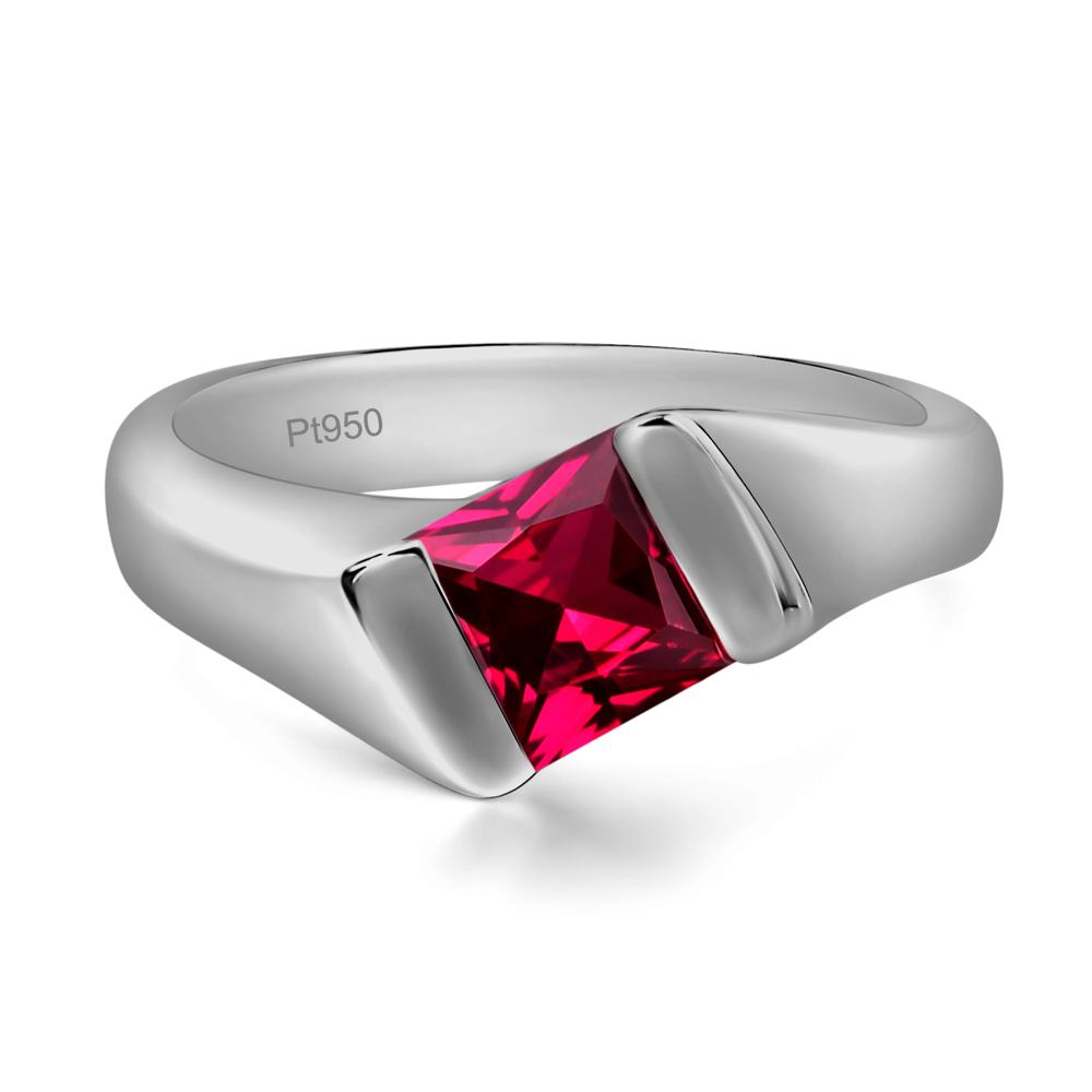 Simple Lab Grown Ruby Bypass Ring - LUO Jewelry #metal_platinum