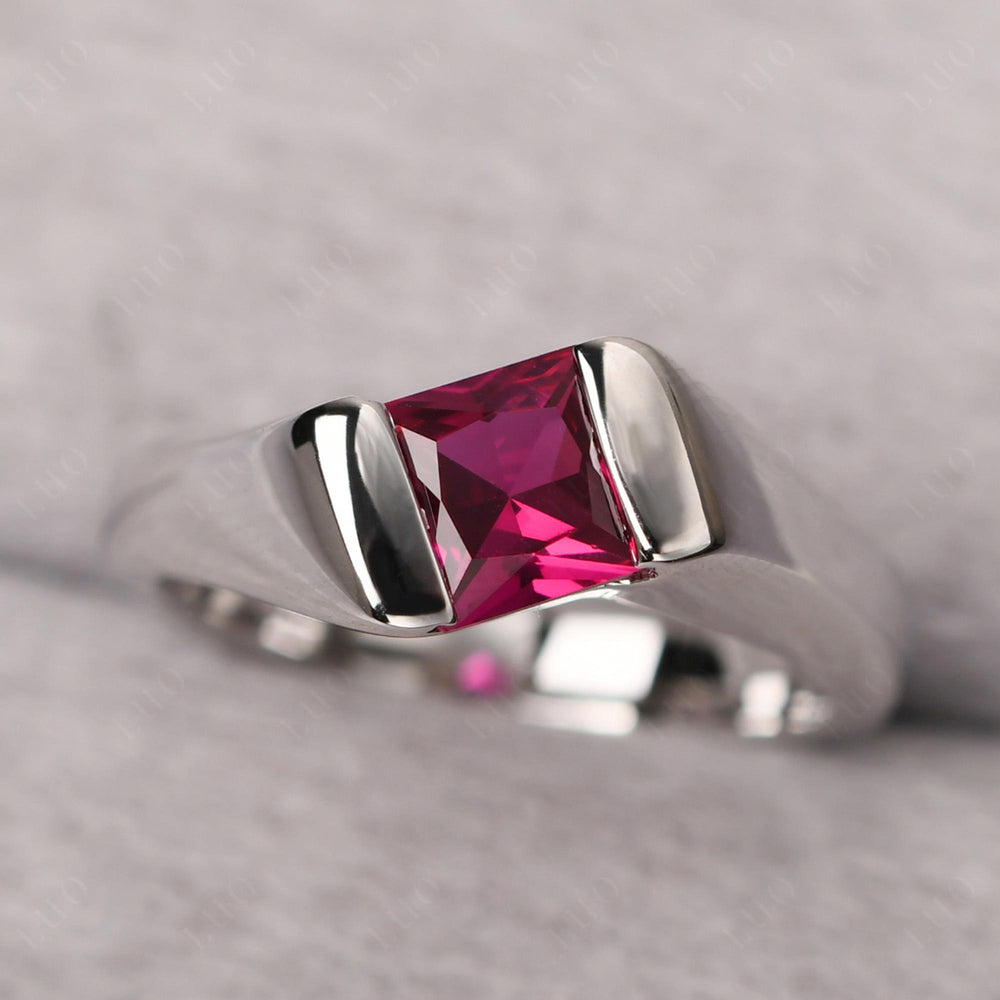 Mens Ruby Ring Sterling Silver - LUO Jewelry