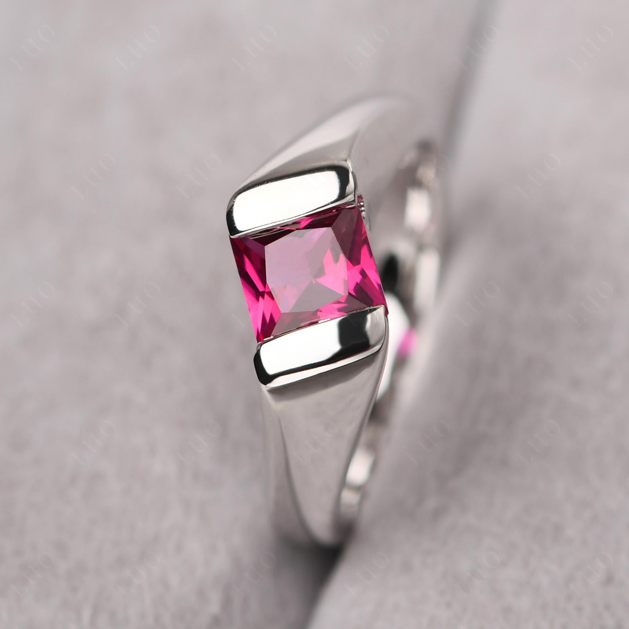 Simple Lab Grown Ruby Bypass Ring - LUO Jewelry