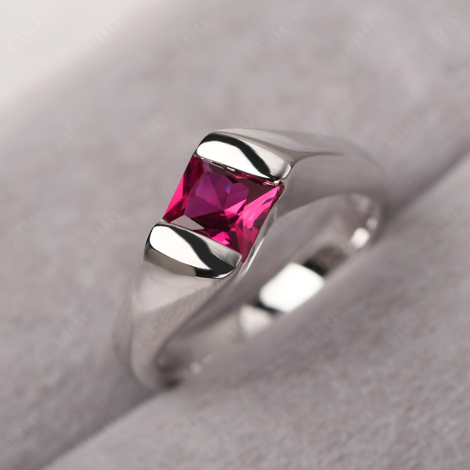 Simple Lab Grown Ruby Bypass Ring - LUO Jewelry