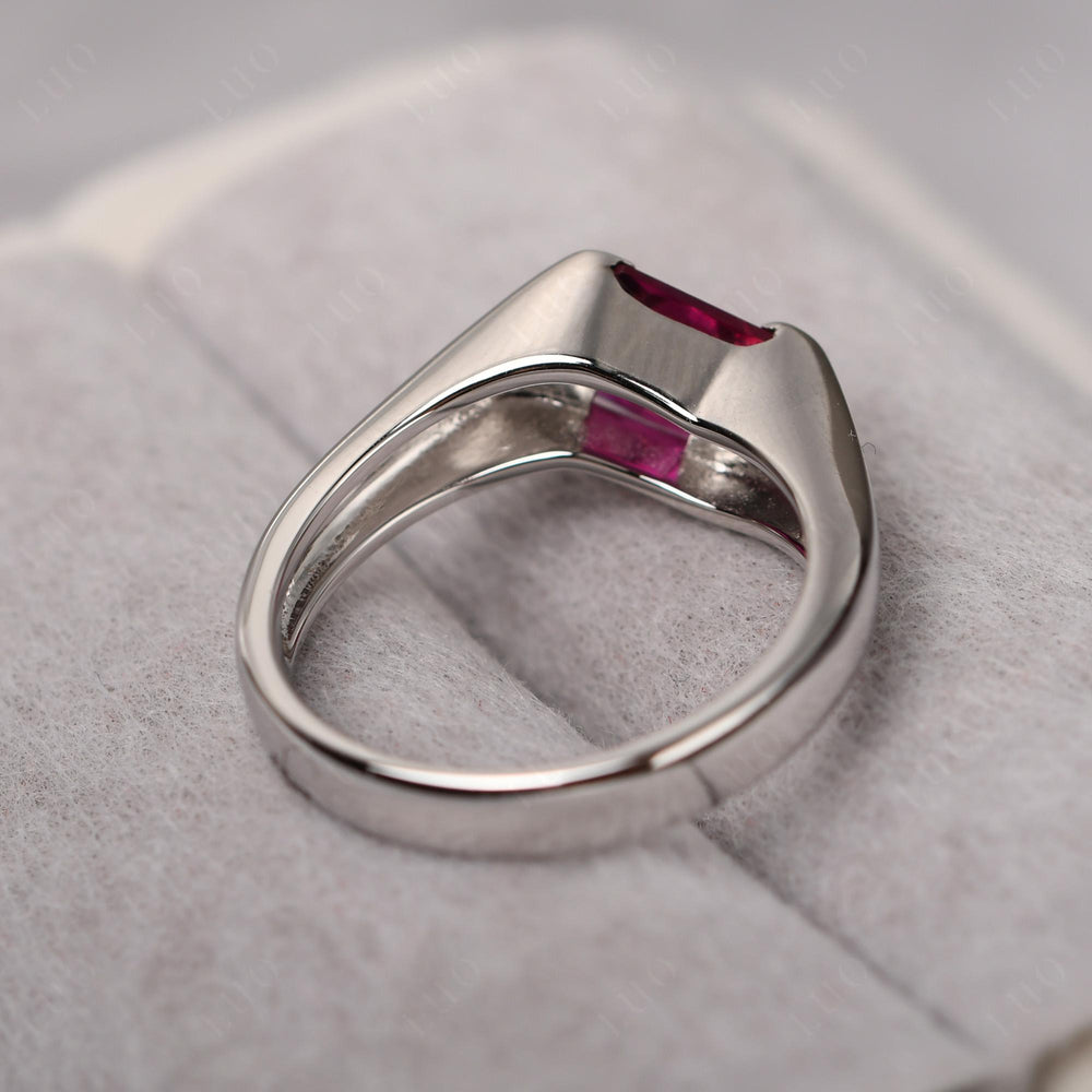 Mens Ruby Ring Sterling Silver - LUO Jewelry