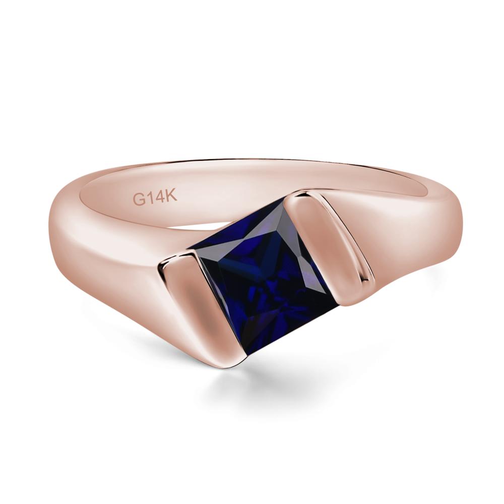 Simple Lab Sapphire Bypass Ring - LUO Jewelry #metal_14k rose gold
