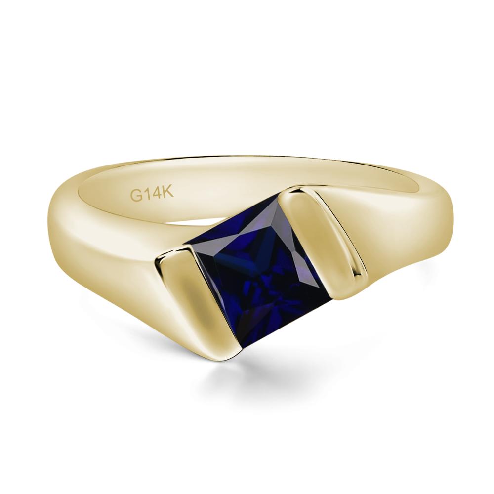 Simple Lab Sapphire Bypass Ring - LUO Jewelry #metal_14k yellow gold