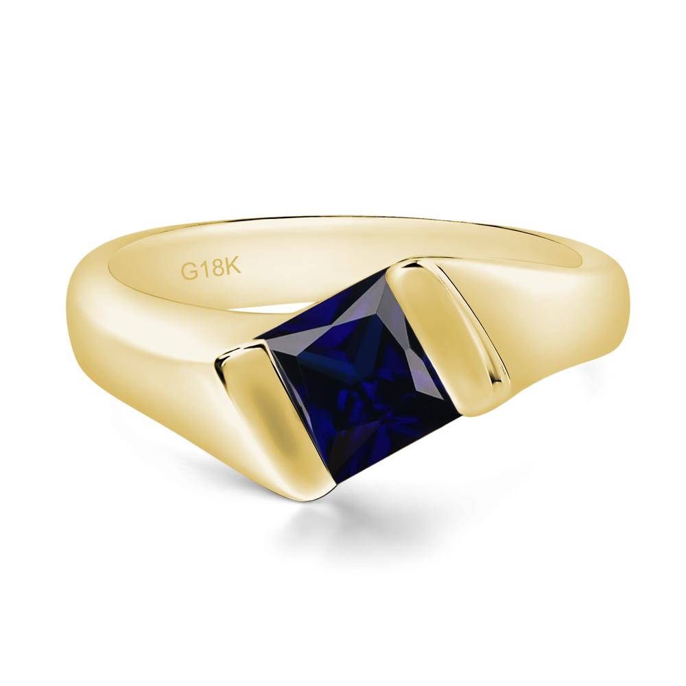 Simple Lab Sapphire Bypass Ring - LUO Jewelry #metal_18k yellow gold