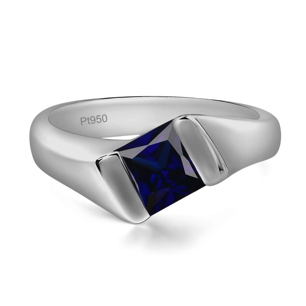 Simple Lab Sapphire Bypass Ring - LUO Jewelry #metal_platinum