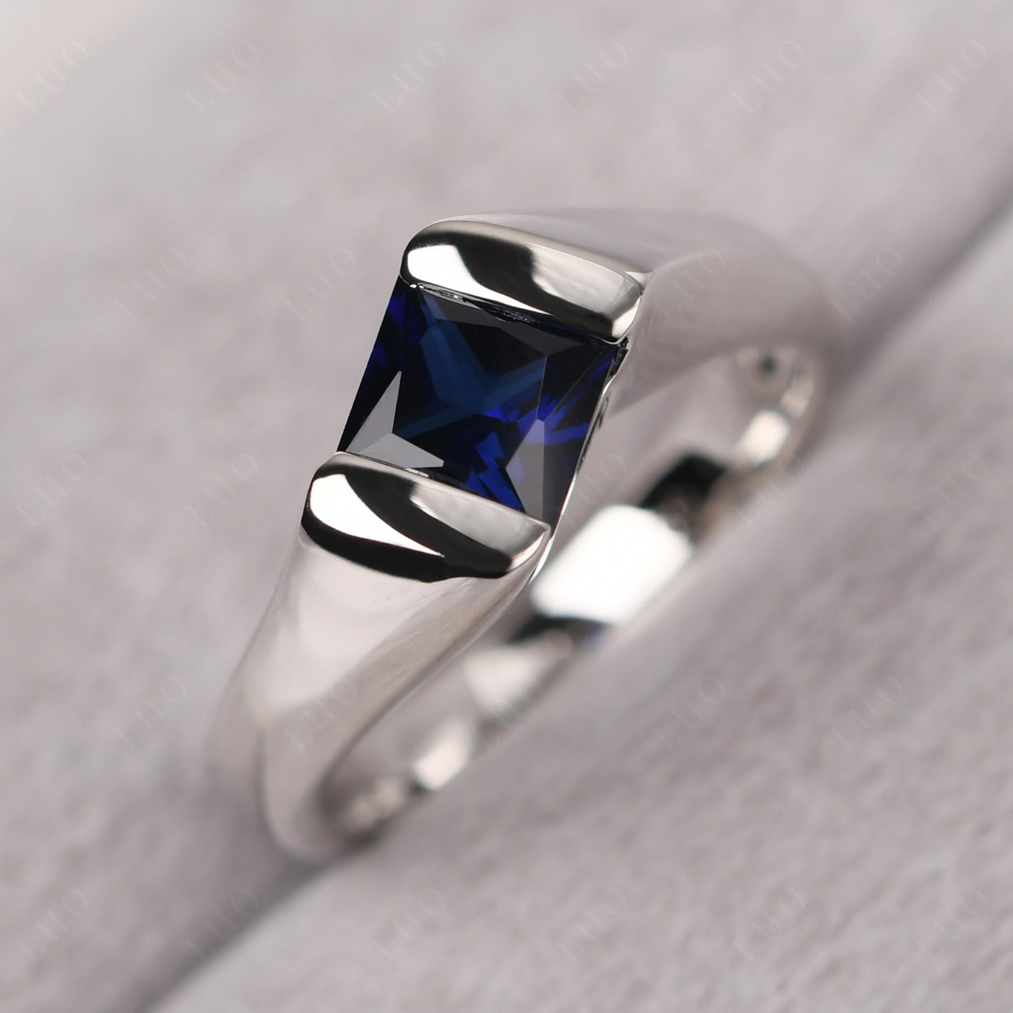Simple Lab Sapphire Bypass Ring - LUO Jewelry