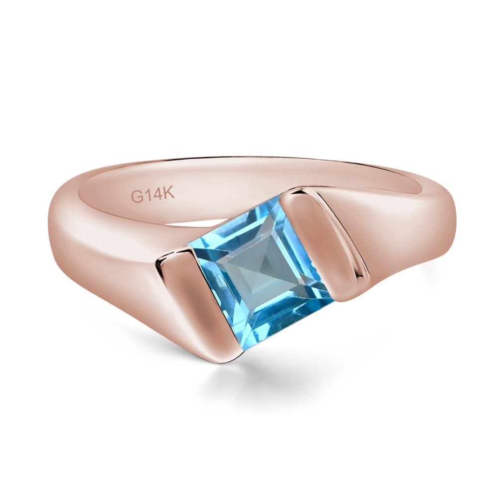 Simple Swiss Blue Topaz Bypass Ring - LUO Jewelry #metal_14k rose gold
