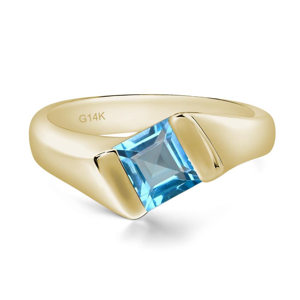 Simple Swiss Blue Topaz Bypass Ring - LUO Jewelry #metal_14k yellow gold