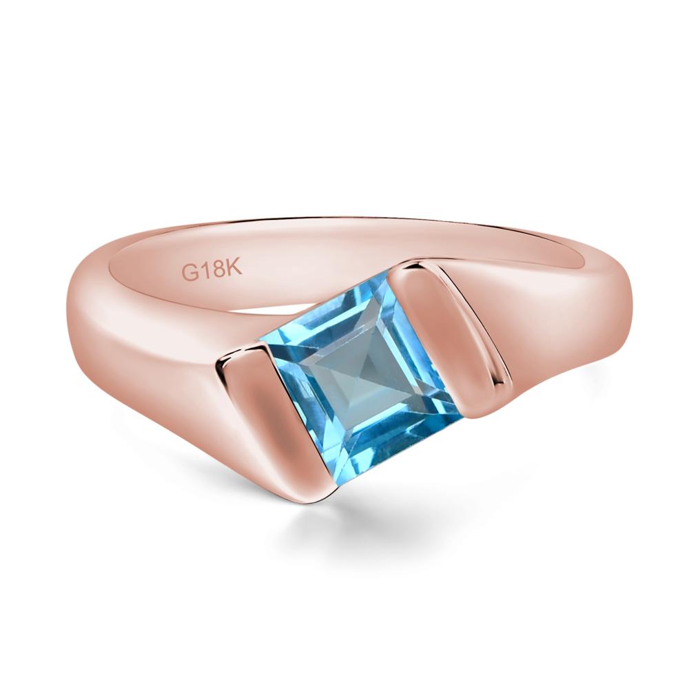 Simple Swiss Blue Topaz Bypass Ring - LUO Jewelry #metal_18k rose gold