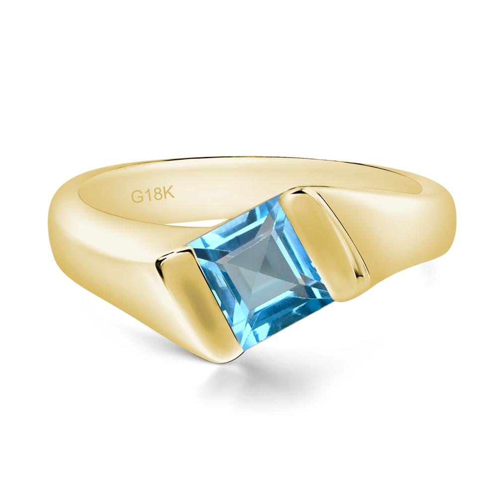 Simple Swiss Blue Topaz Bypass Ring - LUO Jewelry #metal_18k yellow gold