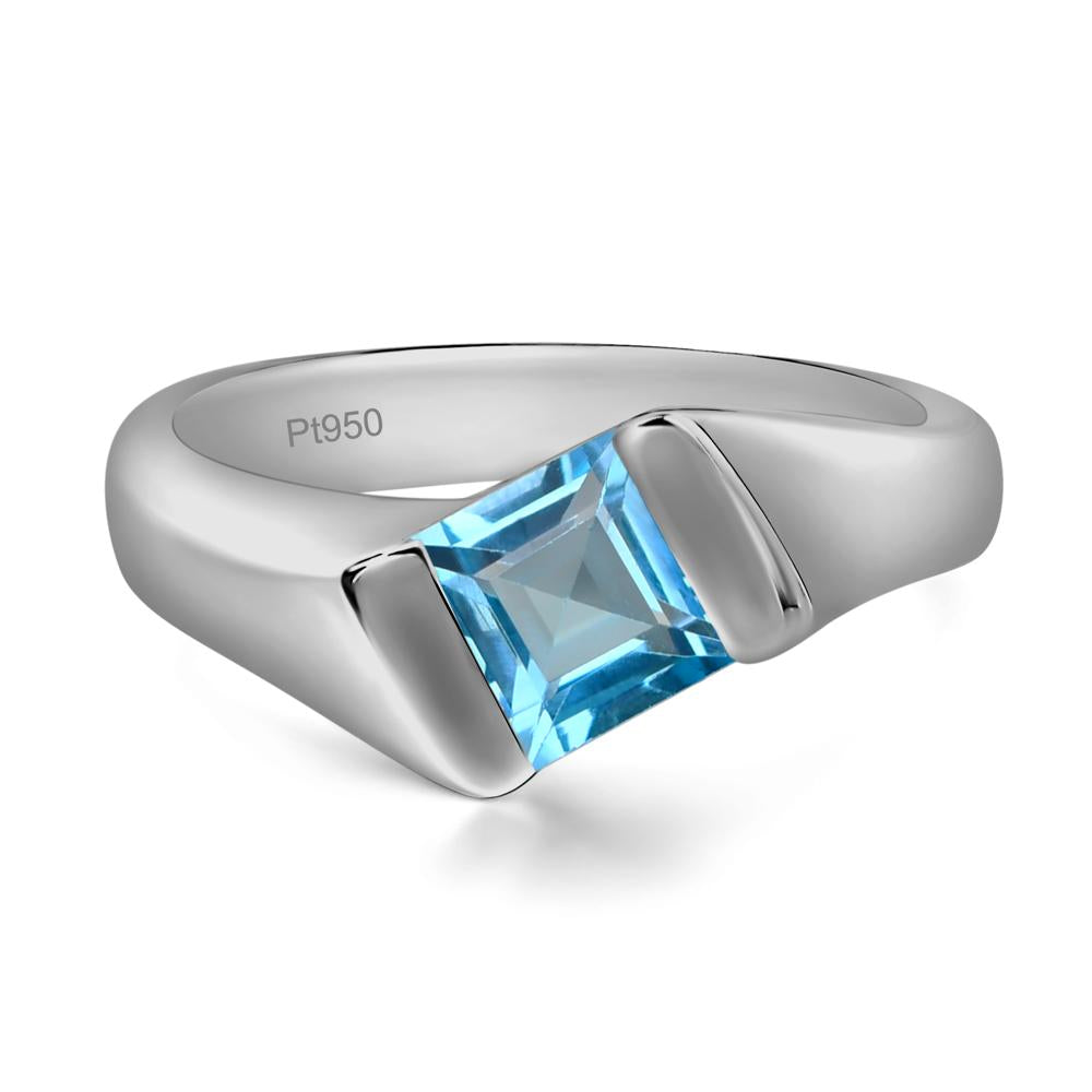 Simple Swiss Blue Topaz Bypass Ring - LUO Jewelry #metal_platinum