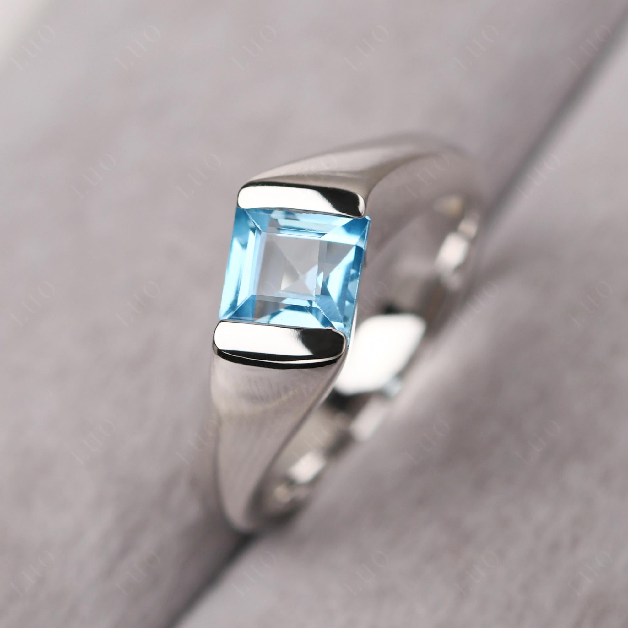Simple Swiss Blue Topaz Bypass Ring - LUO Jewelry
