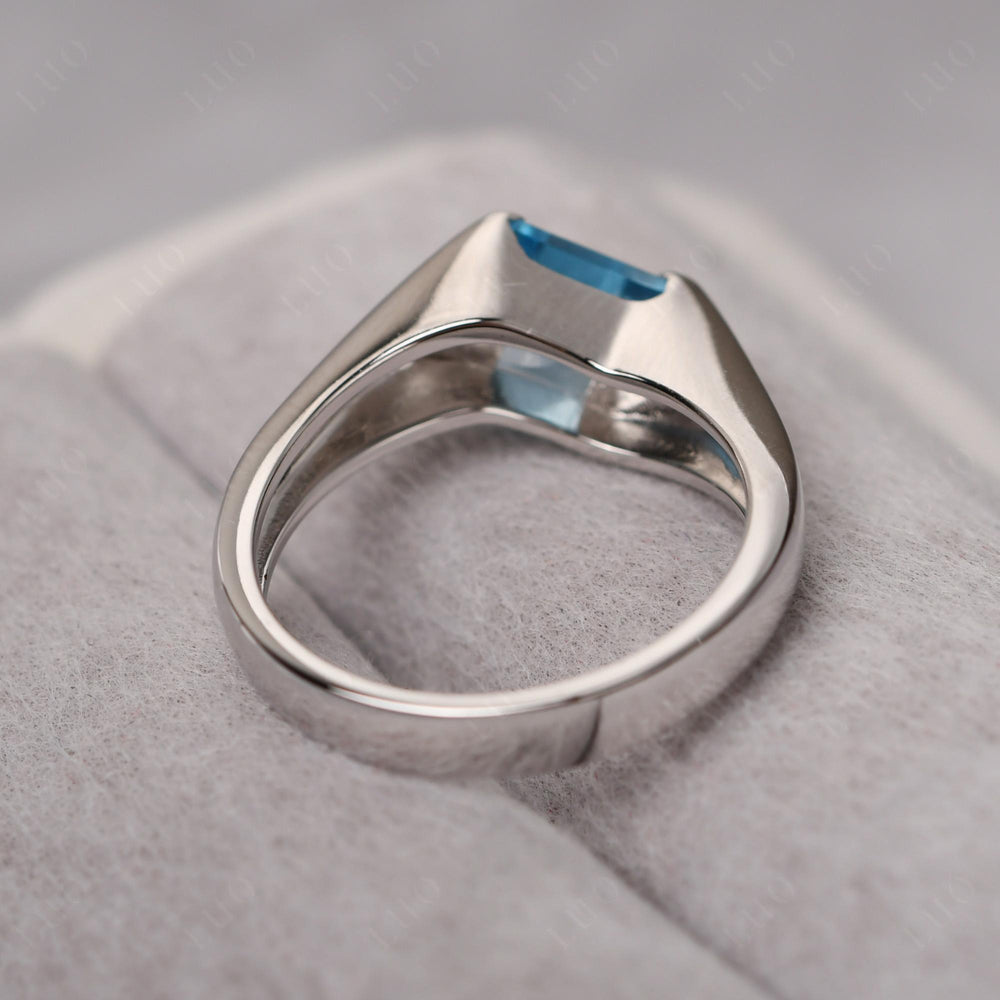 Mens Swiss Blue Topaz Ring Sterling Silver - LUO Jewelry