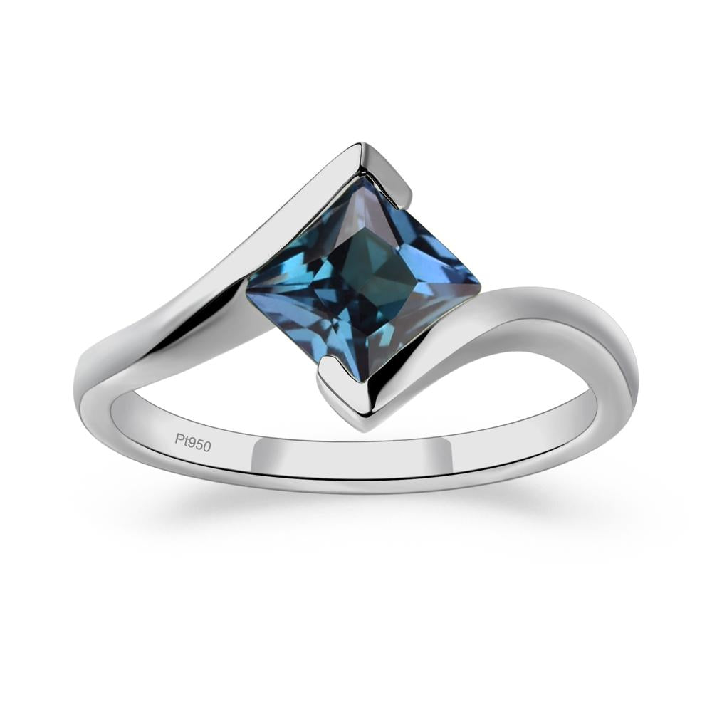 Princess Cut Lab Created Alexandrite Bypass Tension Ring - LUO Jewelry #metal_platinum