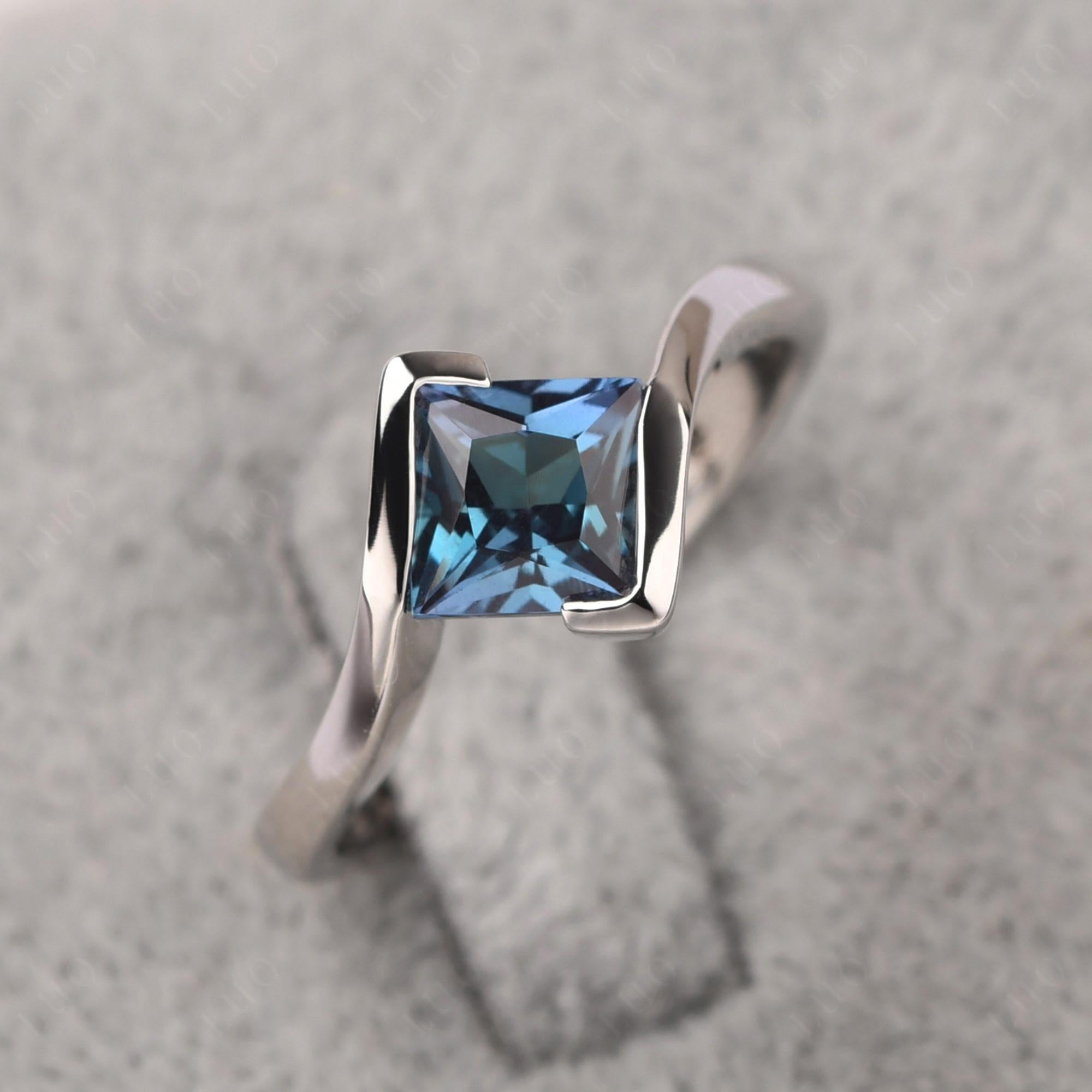 Princess Cut Lab Created Alexandrite Bypass Tension Ring - LUO Jewelry