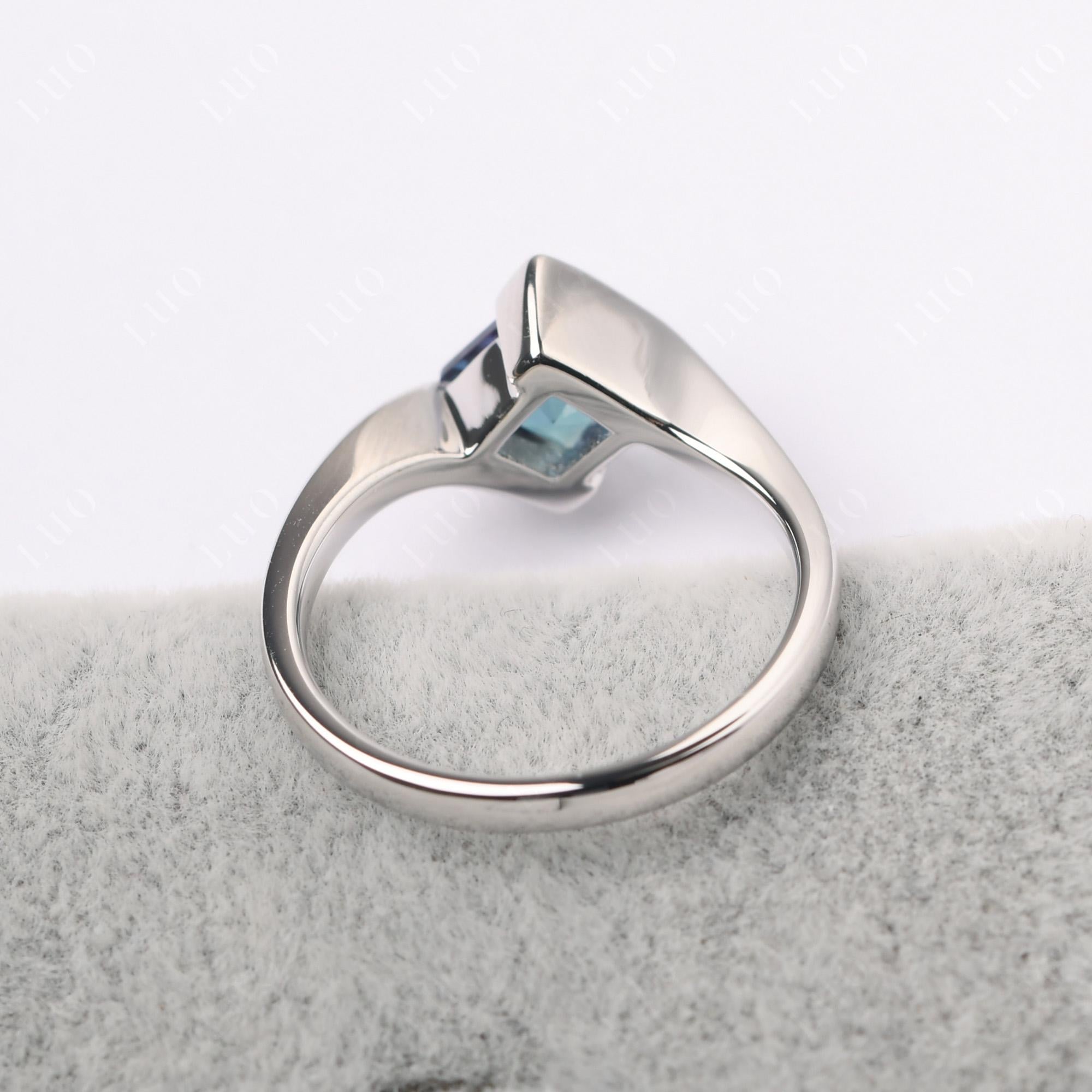 Princess Cut Lab Created Alexandrite Bypass Tension Ring - LUO Jewelry