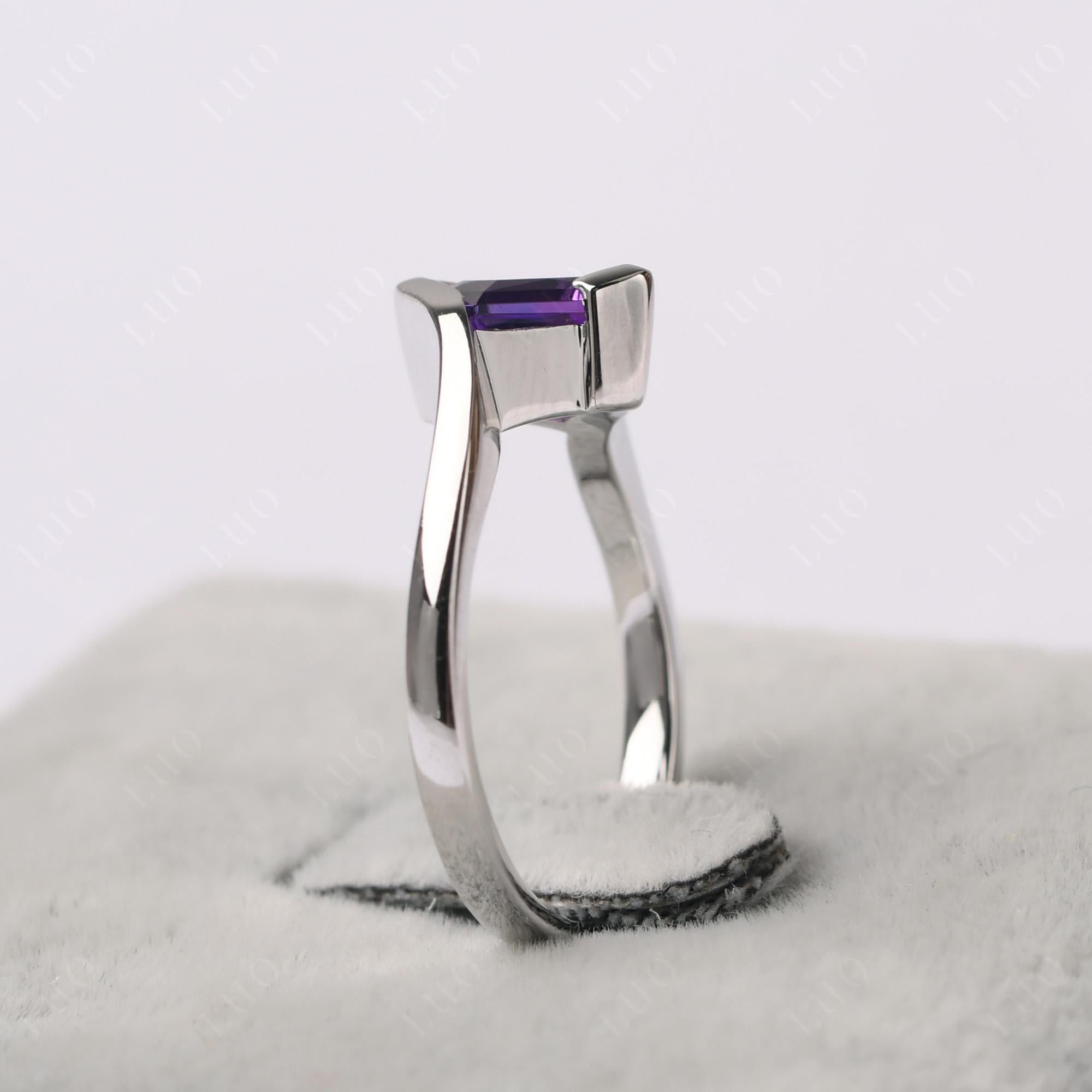 Princess Cut Amethyst Bypass Tension Ring - LUO Jewelry