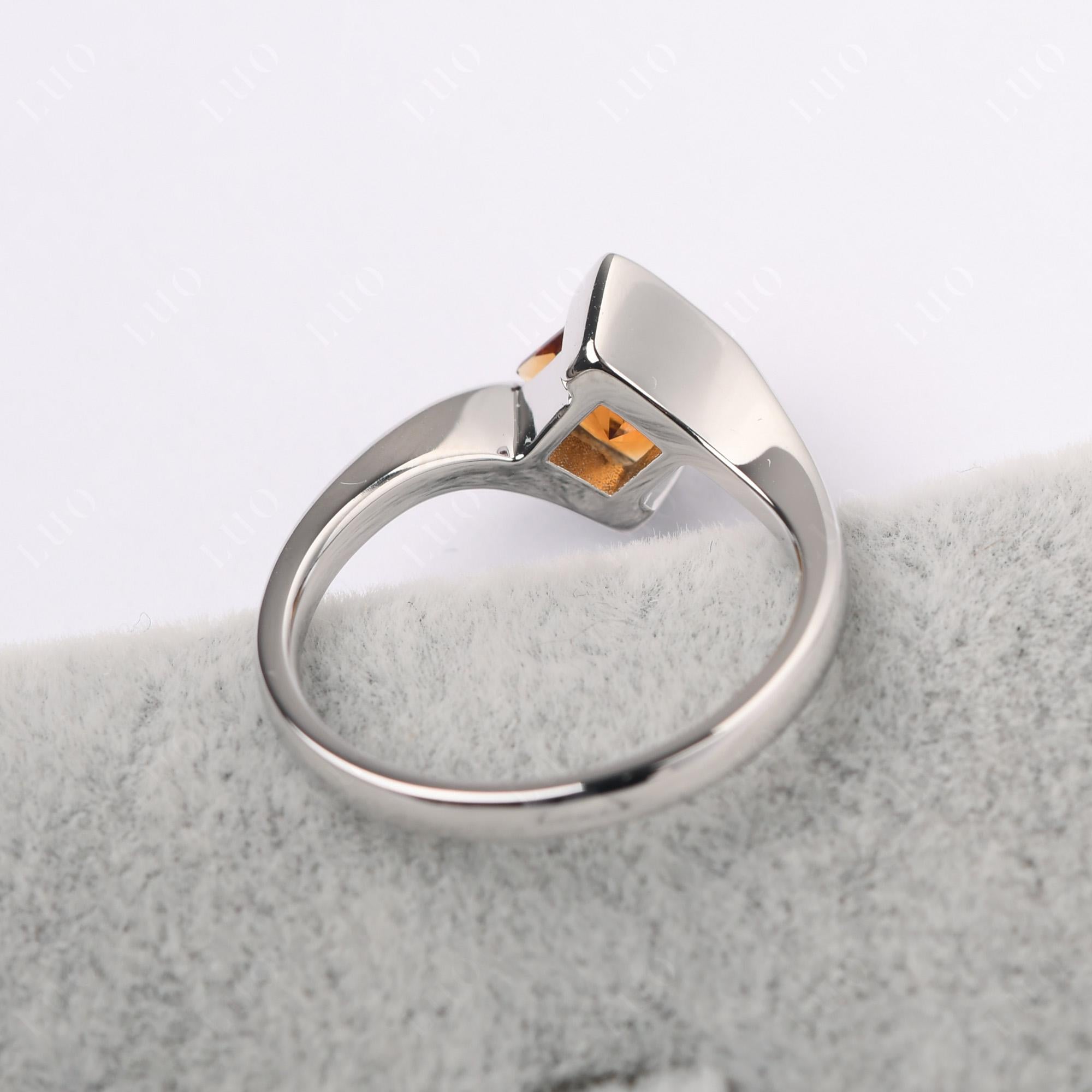 Princess Cut Citrine Bypass Tension Ring - LUO Jewelry