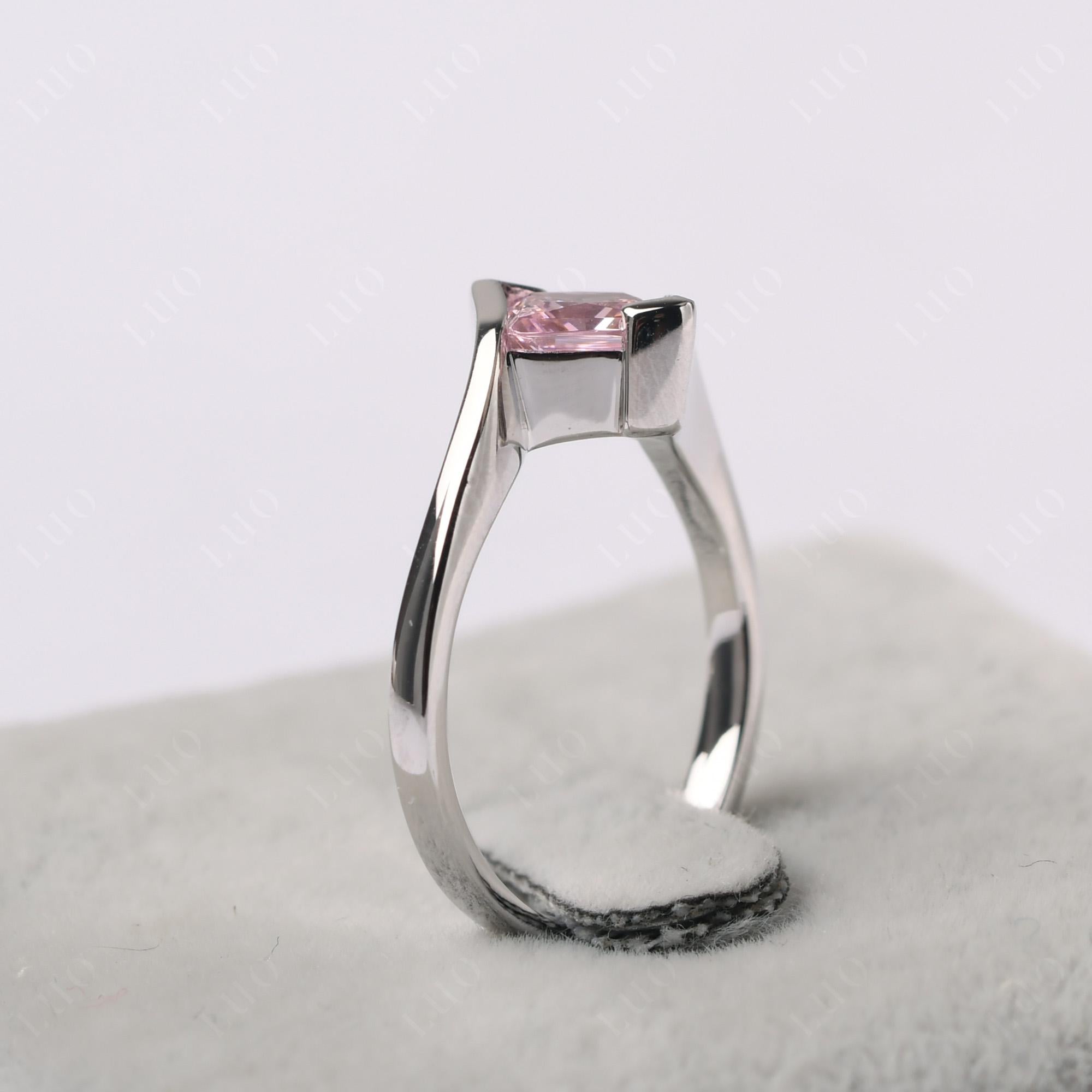 Princess Cut Pink Cubic Zirconia Bypass Tension Ring - LUO Jewelry
