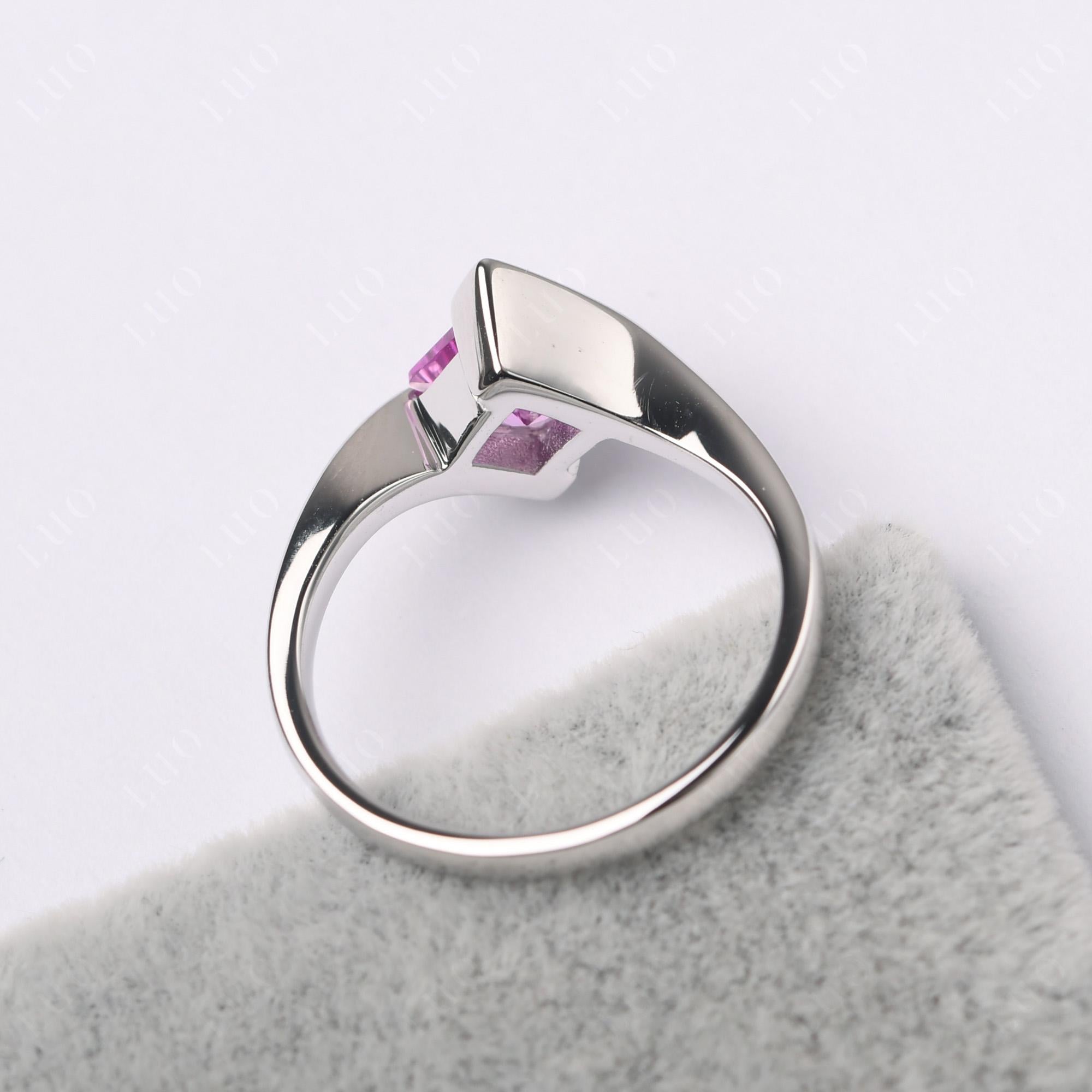 Princess Cut Pink Sapphire Bypass Tension Ring - LUO Jewelry