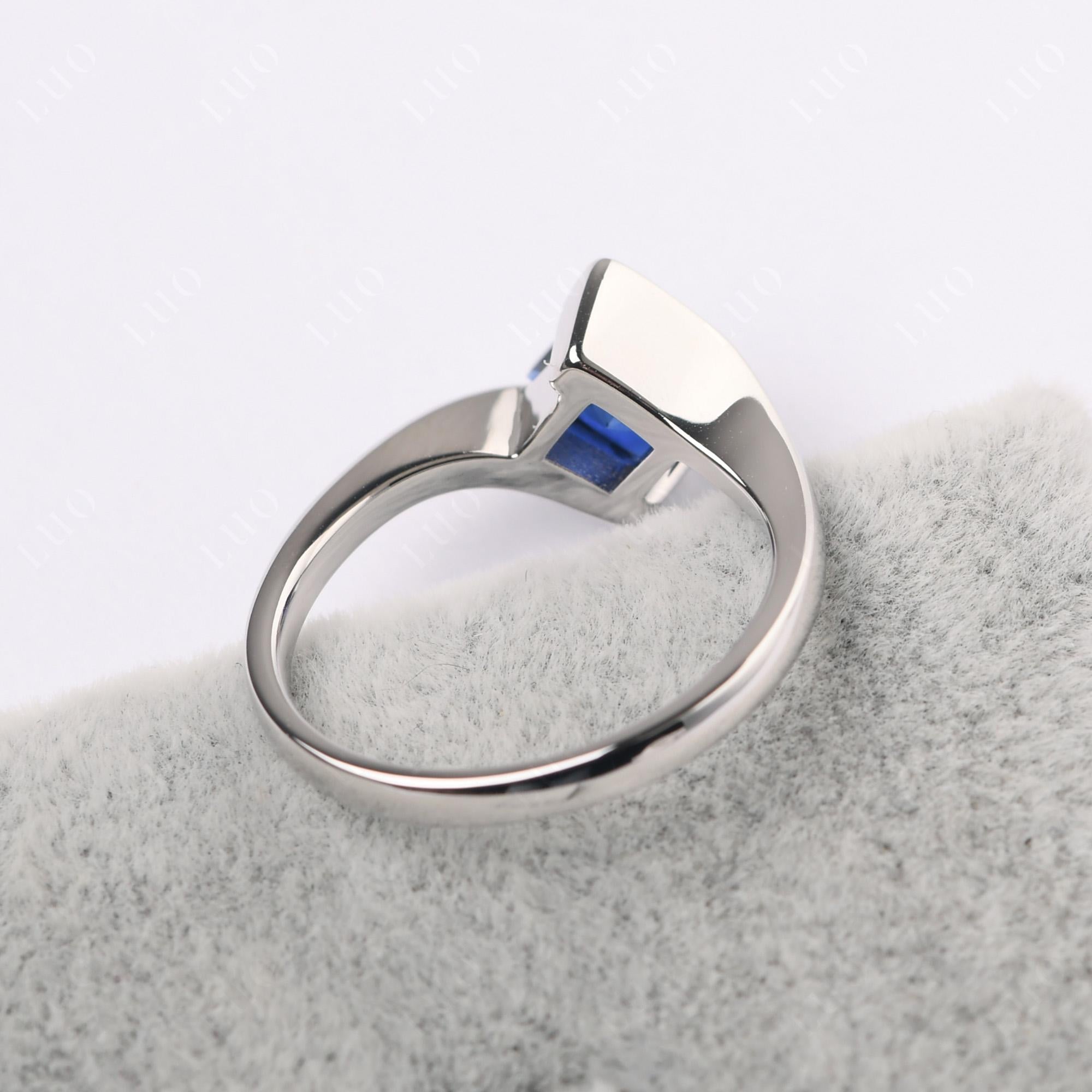 Princess Cut Lab Sapphire Bypass Tension Ring - LUO Jewelry