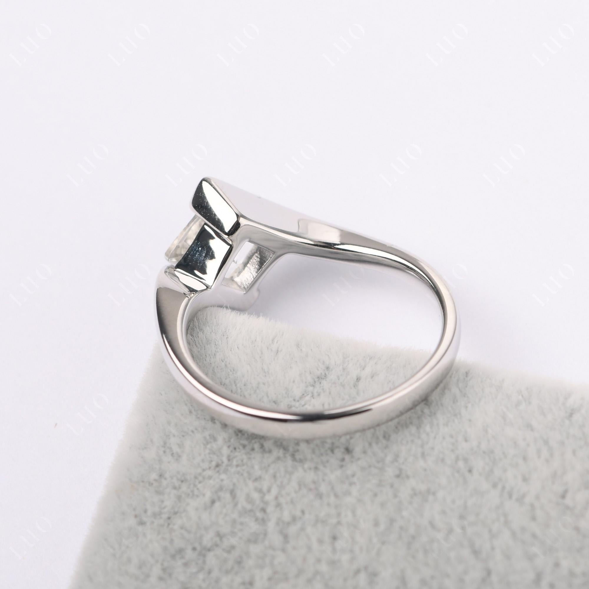 Princess Cut White Topaz Bypass Tension Ring - LUO Jewelry