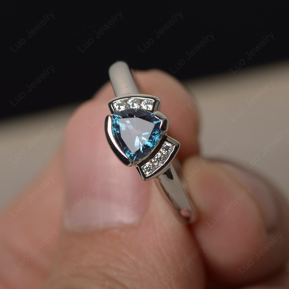 Trillion Cut Alexandrite Ring White Gold - LUO Jewelry
