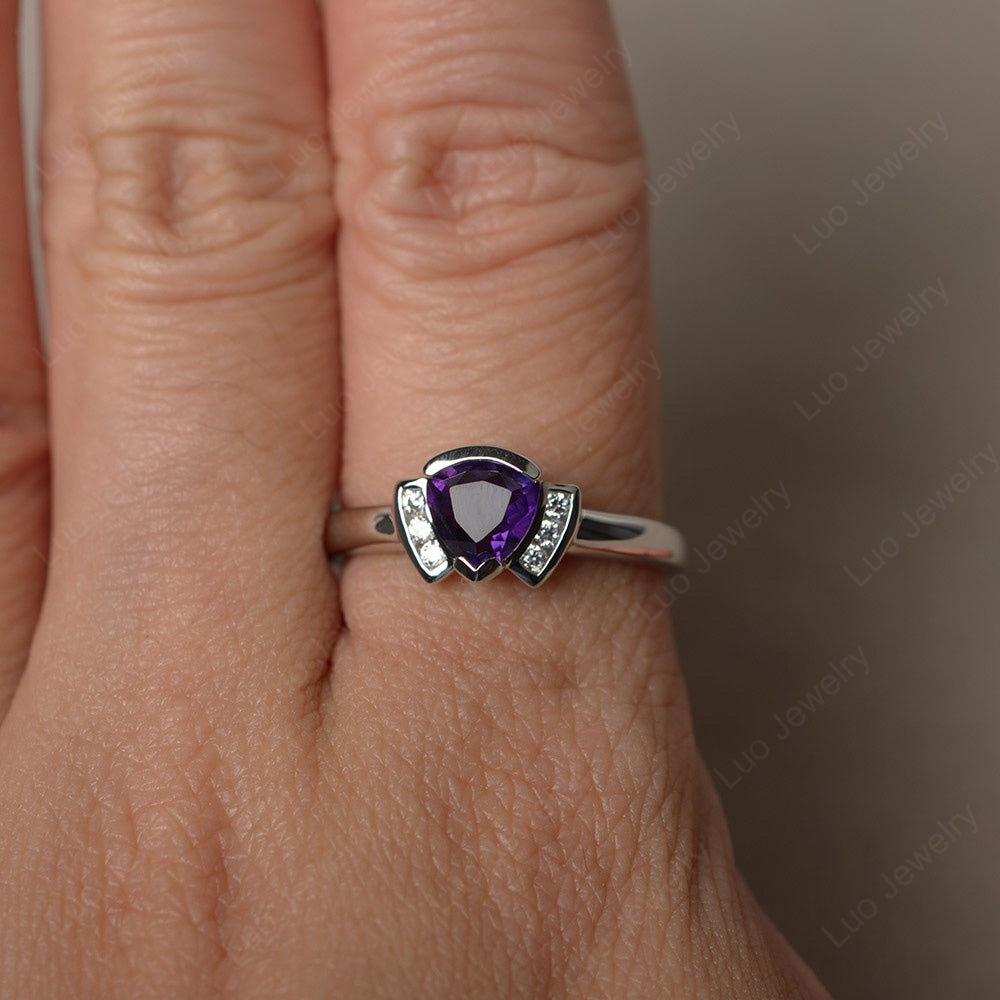 Trillion Cut Amethyst Ring White Gold - LUO Jewelry
