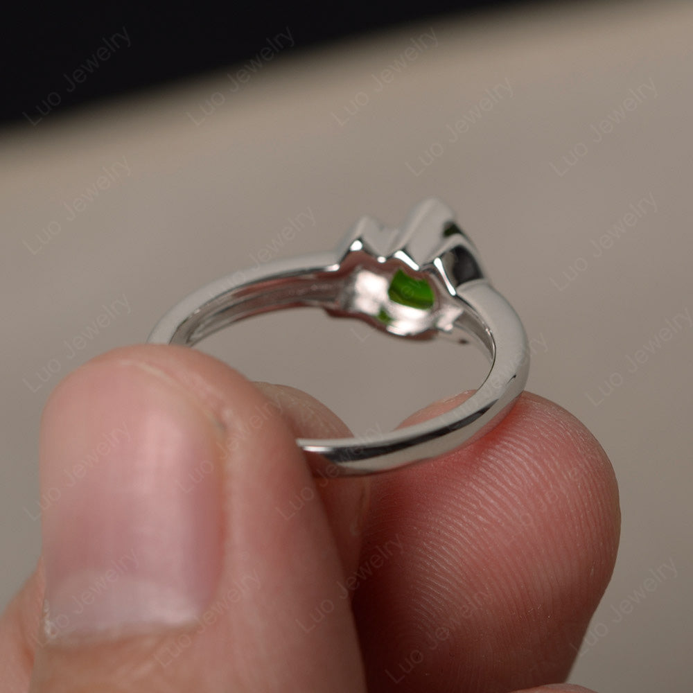 Trillion Cut Diopside Ring White Gold - LUO Jewelry