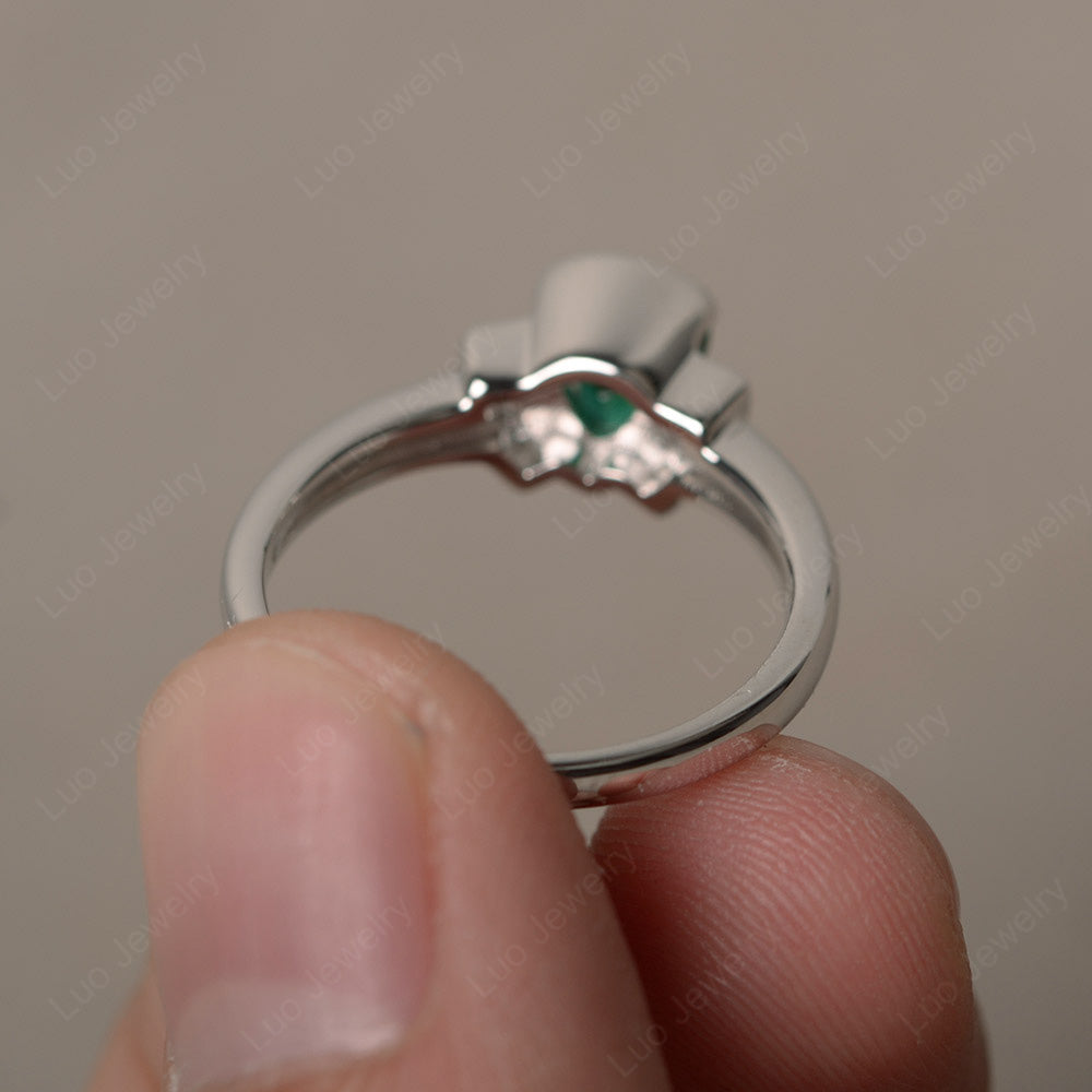 Trillion Cut Lab Emerald Ring White Gold - LUO Jewelry