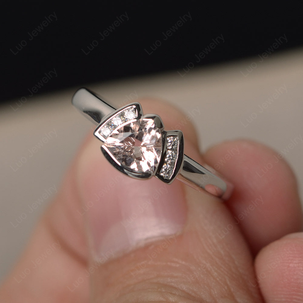 Trillion Cut Morganite Ring White Gold - LUO Jewelry