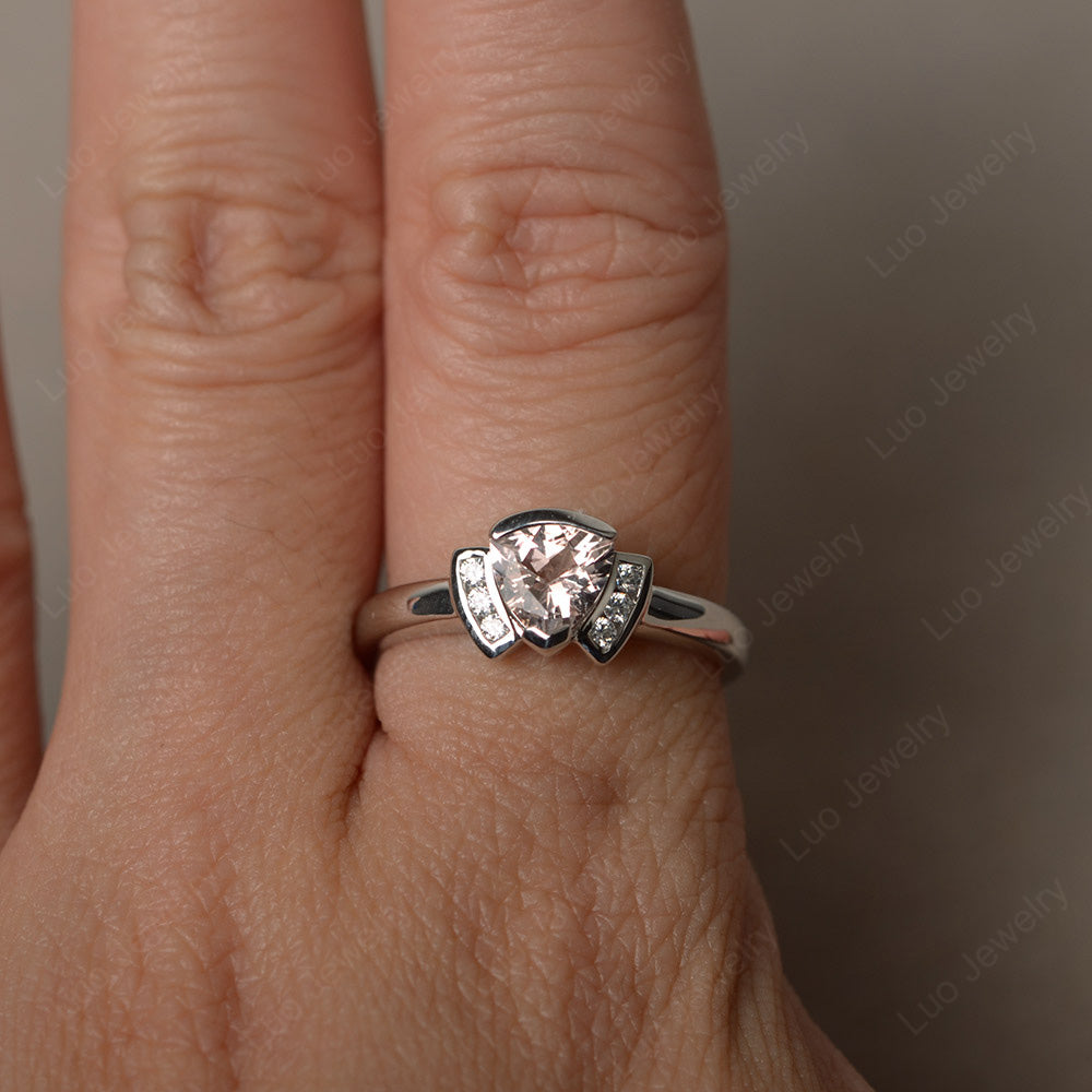 Trillion Cut Morganite Ring White Gold - LUO Jewelry