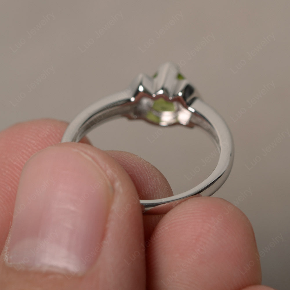 Trillion Cut Peridot Ring White Gold - LUO Jewelry