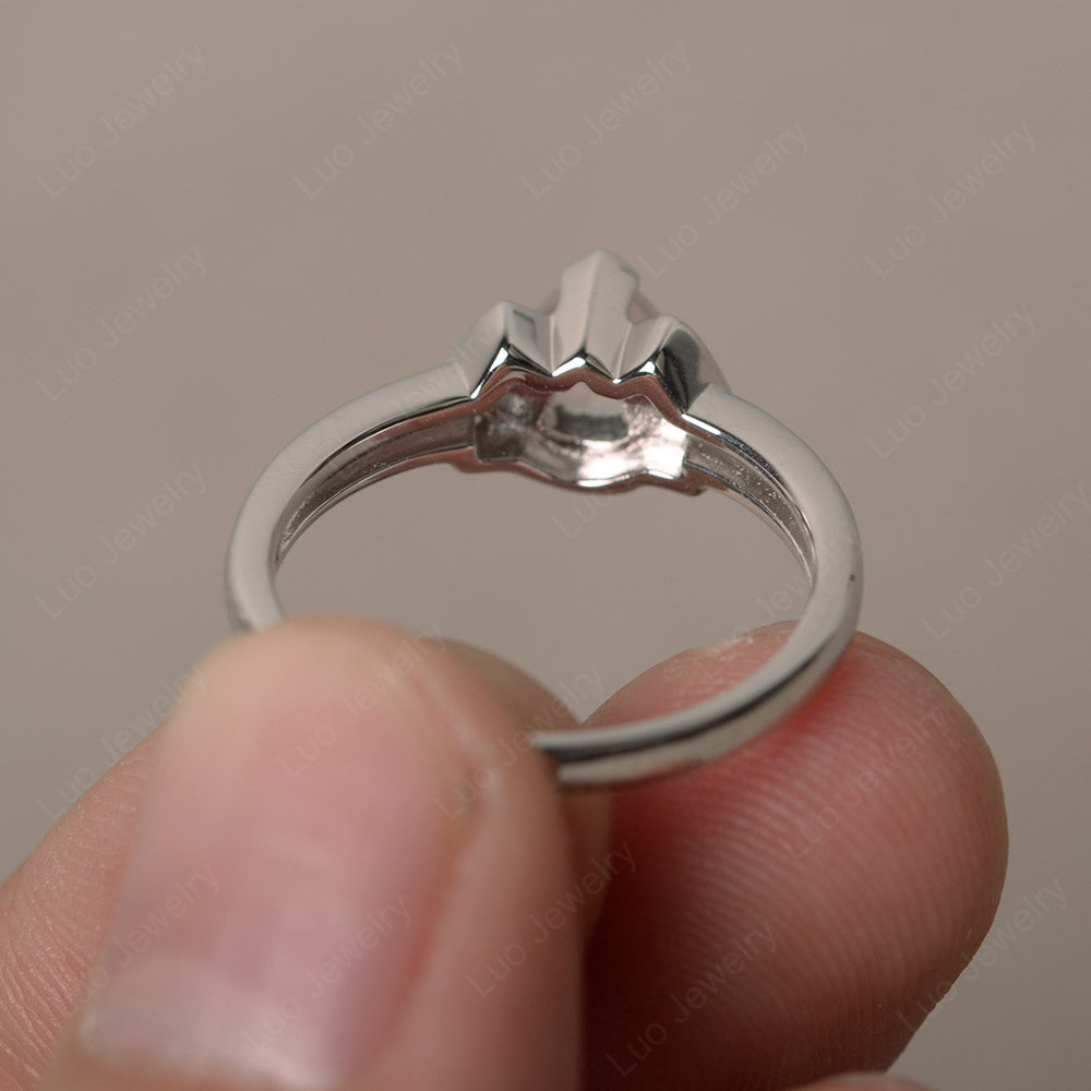 Trillion Cut Rose Quartz Ring White Gold - LUO Jewelry