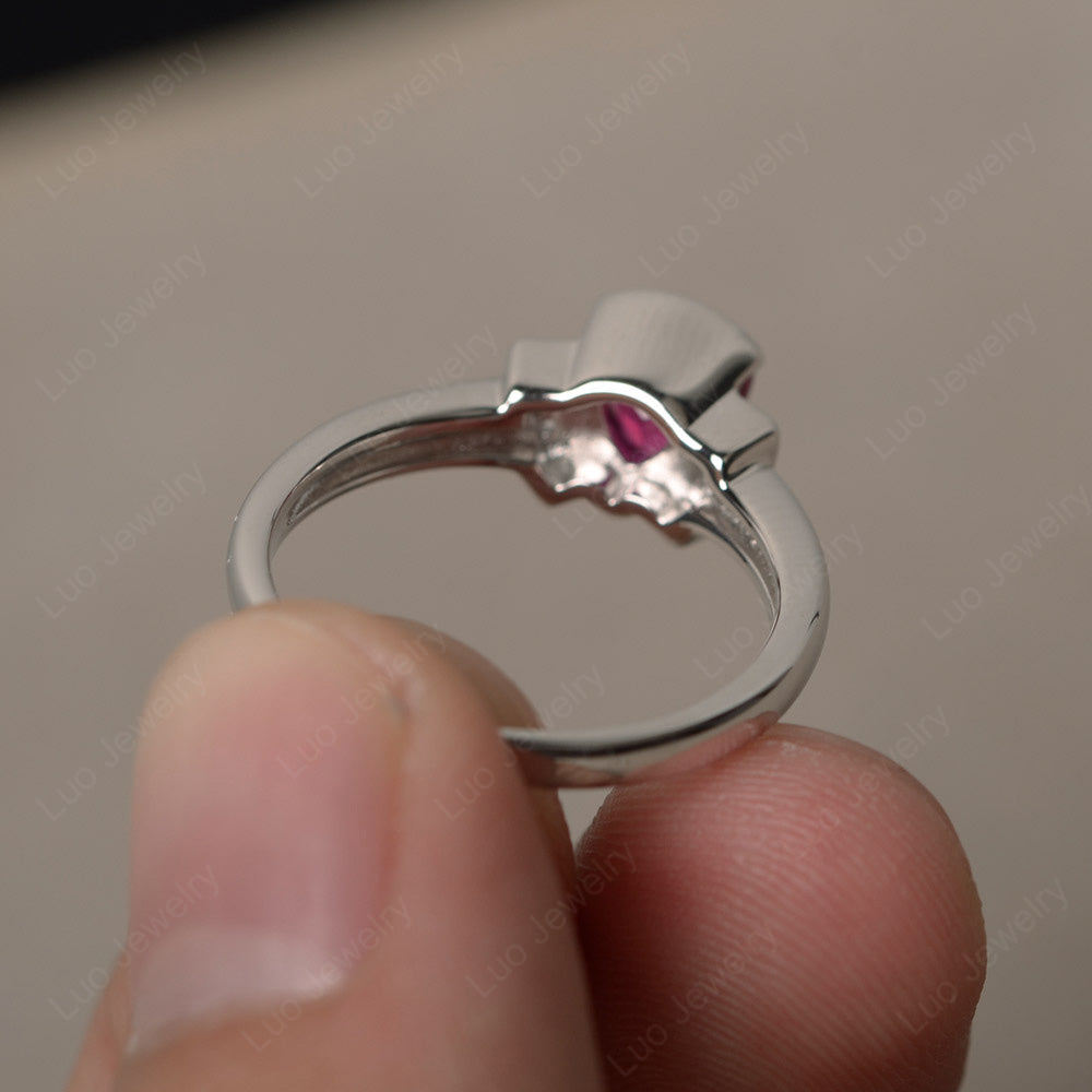Trillion Cut Ruby Ring White Gold - LUO Jewelry