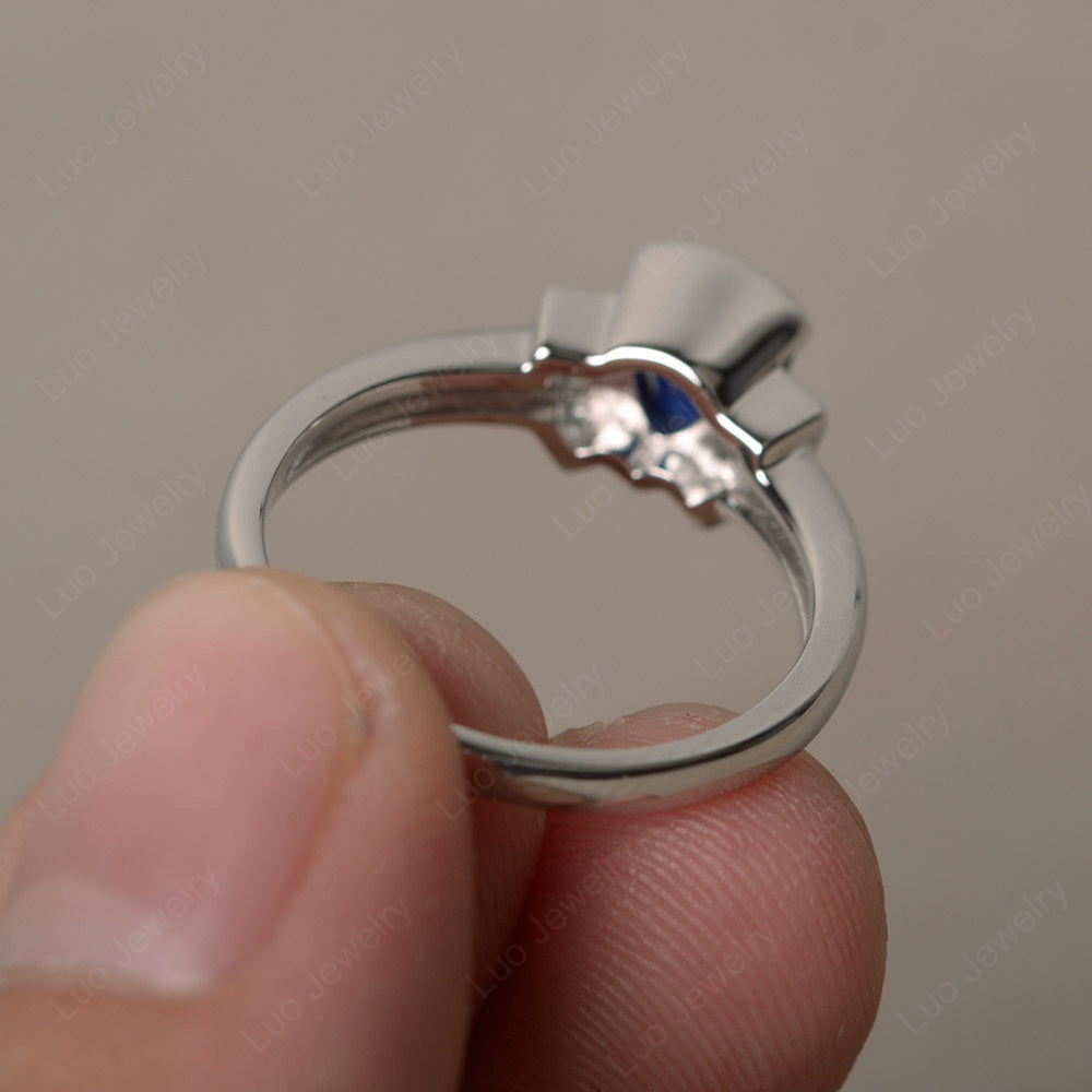 Trillion Cut Lab Sapphire Ring White Gold - LUO Jewelry