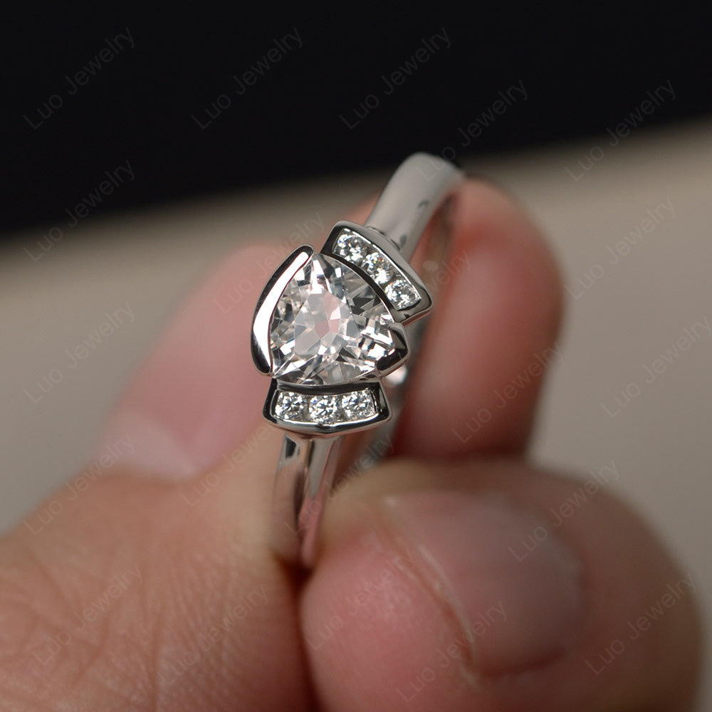 Trillion Cut White Topaz Ring White Gold - LUO Jewelry