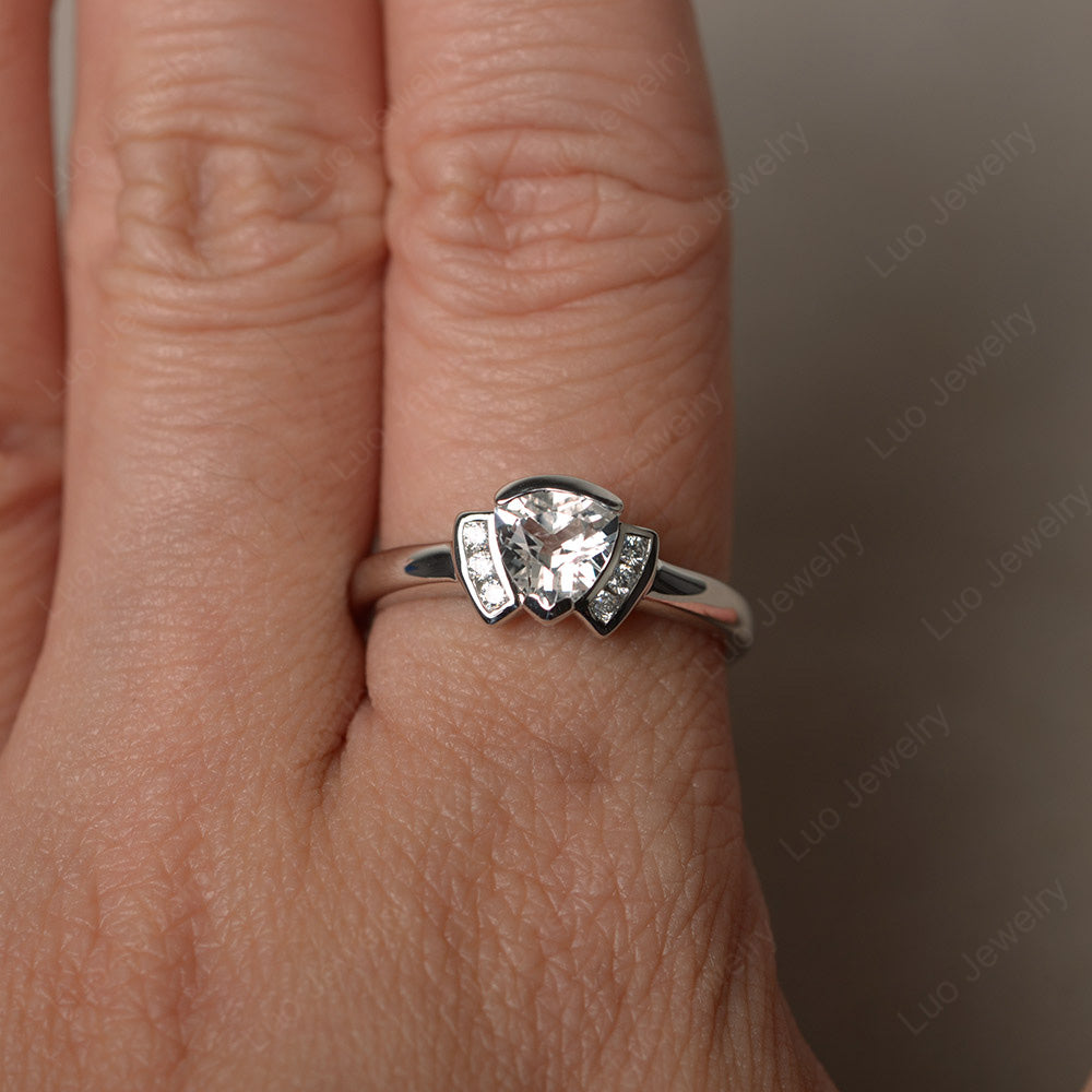 Trillion Cut White Topaz Ring White Gold - LUO Jewelry