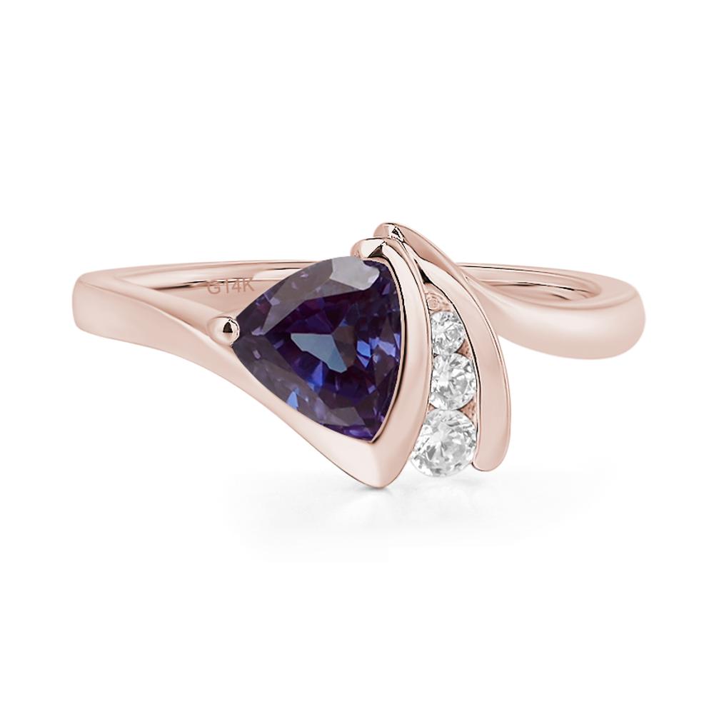 Trillion Cut Alexandrite Sailboat Inspire Ring - LUO Jewelry #metal_14k rose gold