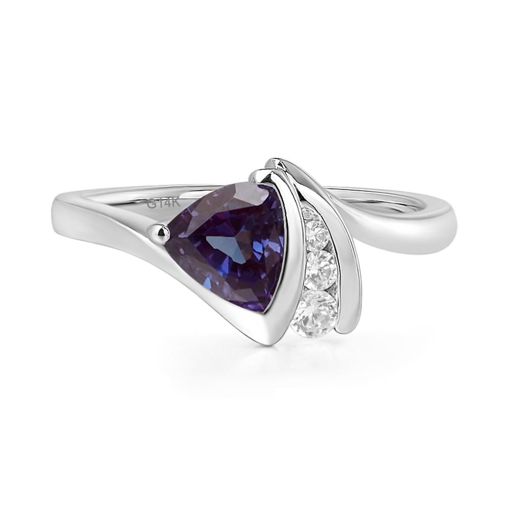 Trillion Cut Alexandrite Sailboat Inspire Ring - LUO Jewelry #metal_14k white gold