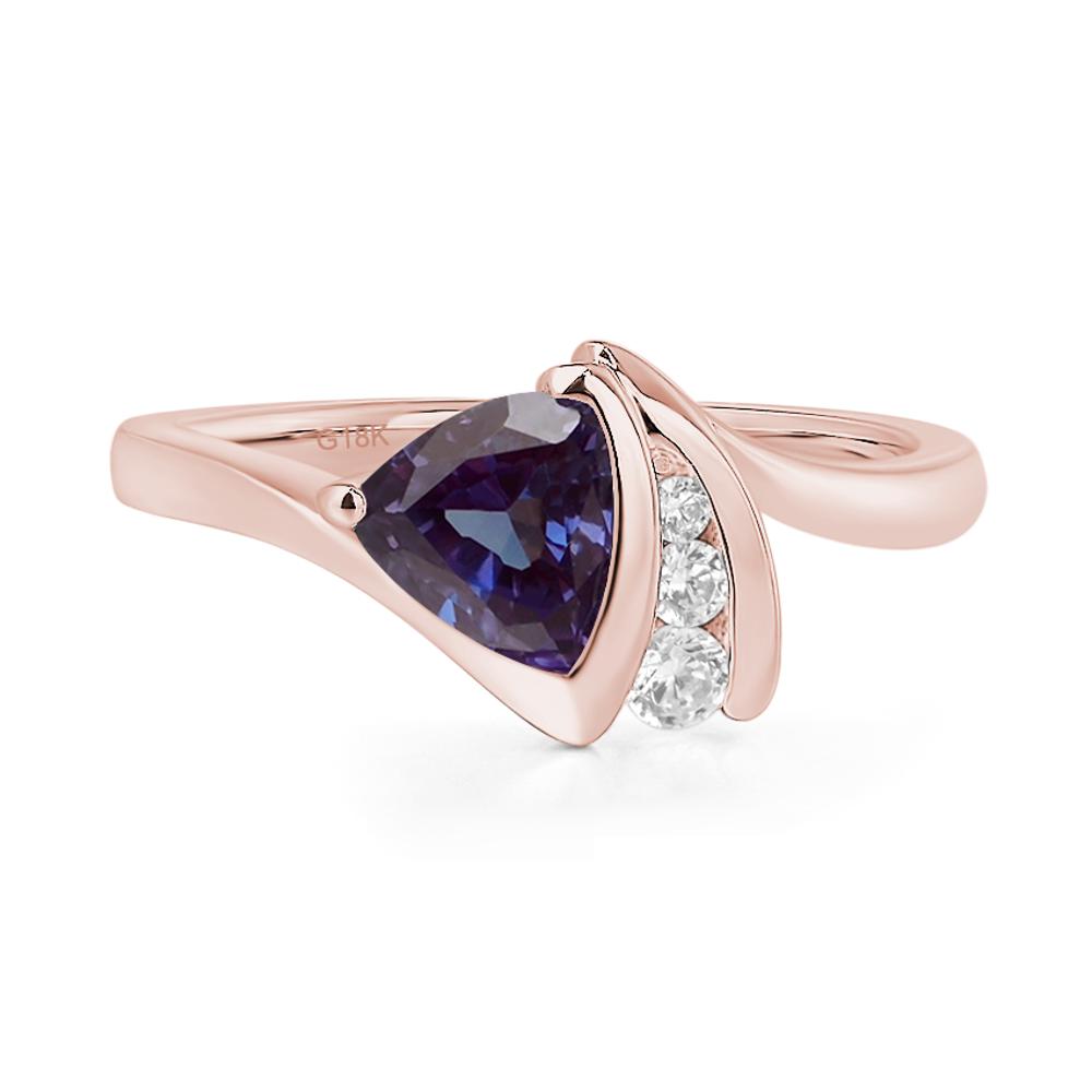 Trillion Cut Alexandrite Sailboat Inspire Ring - LUO Jewelry #metal_18k rose gold