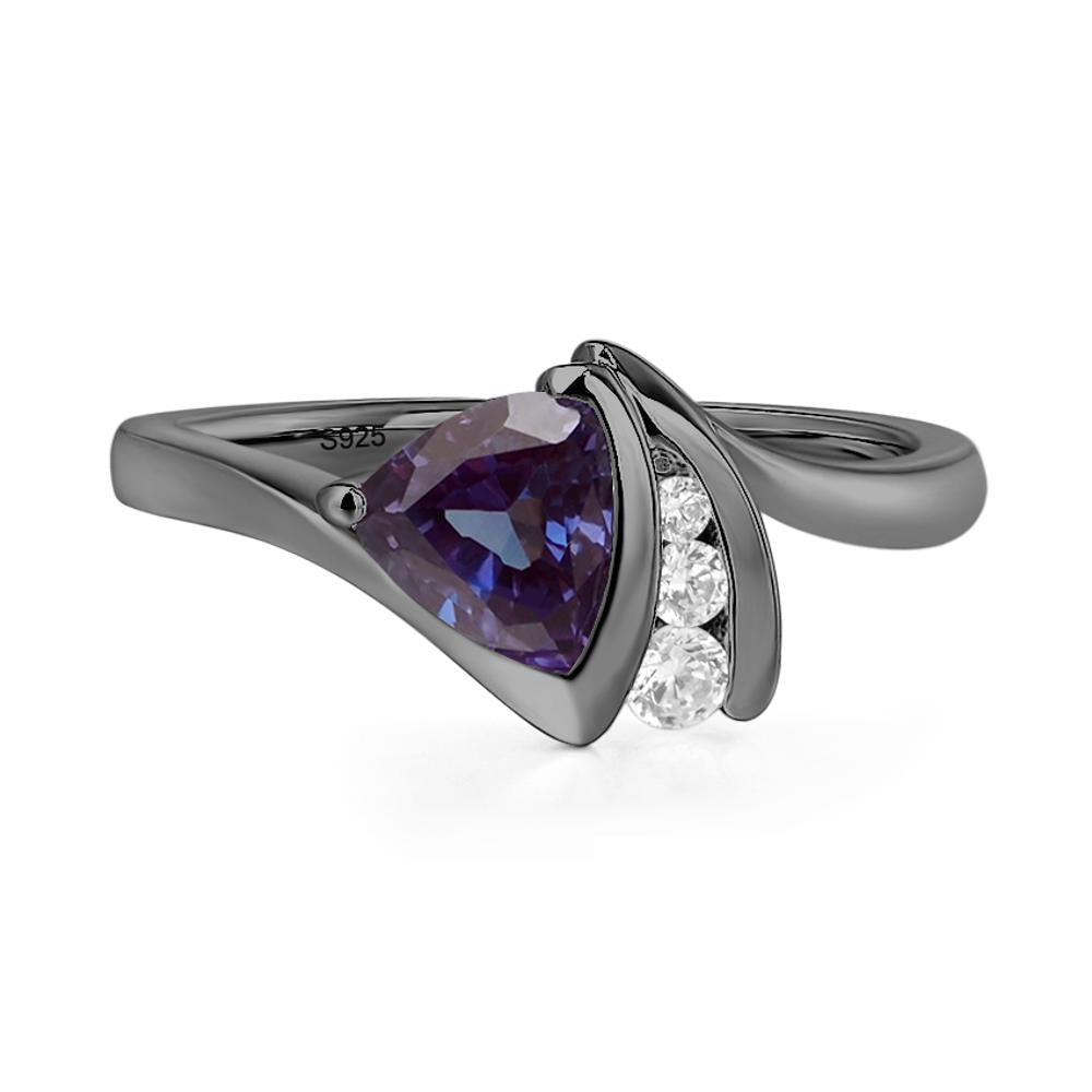 Trillion Cut Alexandrite Sailboat Inspire Ring - LUO Jewelry #metal_black finish sterling silver