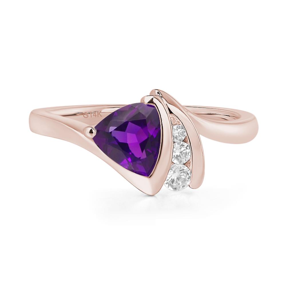 Trillion Cut Amethyst Sailboat Inspire Ring - LUO Jewelry #metal_14k rose gold