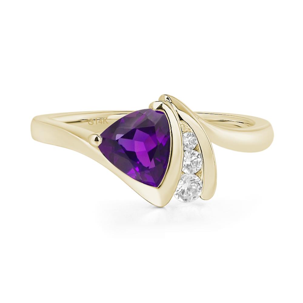 Trillion Cut Amethyst Sailboat Inspire Ring - LUO Jewelry #metal_14k yellow gold